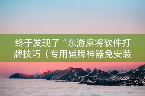 终于发现了“东游麻将软件打牌技巧（专用辅牌神器免安装）