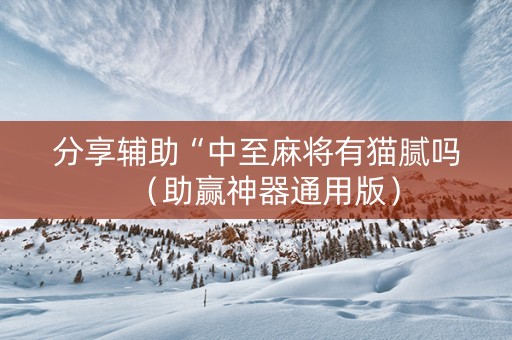 分享辅助“中至麻将有猫腻吗（助赢神器通用版）