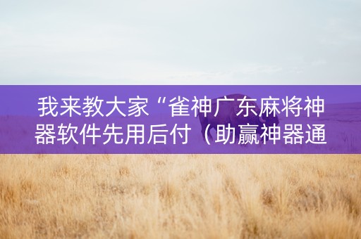 我来教大家“雀神广东麻将神器软件先用后付（助赢神器通用版）