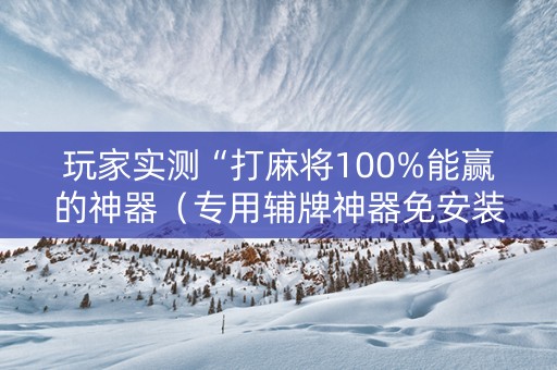 玩家实测“打麻将100%能赢的神器（专用辅牌神器免安装）