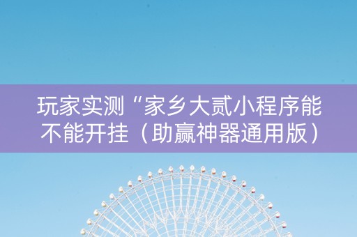 玩家实测“家乡大贰小程序能不能开挂（助赢神器通用版）