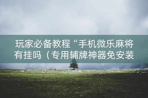 玩家必备教程“手机微乐麻将有挂吗（专用辅牌神器免安装）