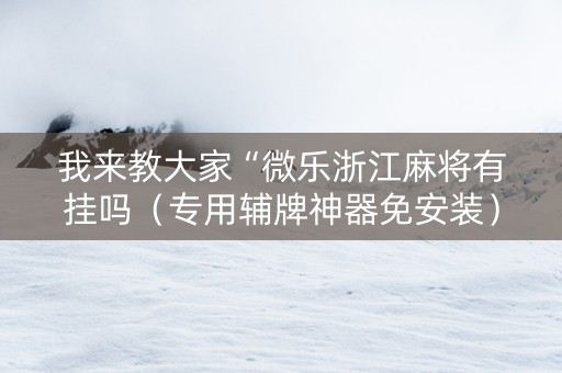 我来教大家“微乐浙江麻将有挂吗（专用辅牌神器免安装）