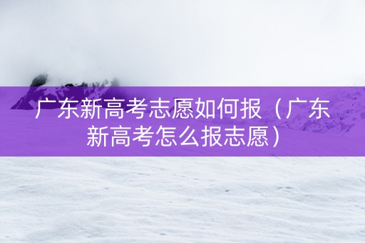 广东新高考志愿如何报（广东新高考怎么报志愿）