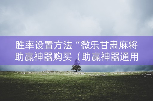 胜率设置方法“微乐甘肃麻将助赢神器购买（助赢神器通用版）
