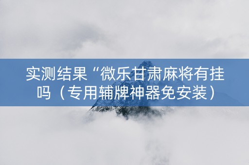 实测结果“微乐甘肃麻将有挂吗（专用辅牌神器免安装）