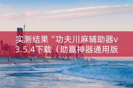 实测结果“功夫川麻辅助器v3.5.4下载（助赢神器通用版）