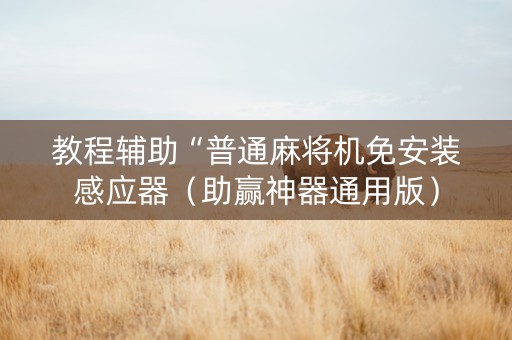教程辅助“普通麻将机免安装感应器（助赢神器通用版）