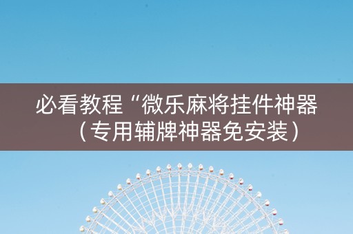 必看教程“微乐麻将挂件神器（专用辅牌神器免安装）