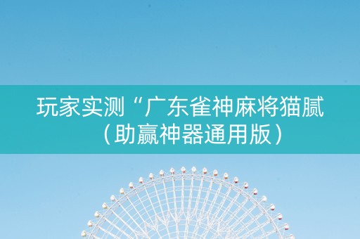 玩家实测“广东雀神麻将猫腻（助赢神器通用版）