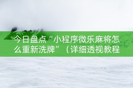 今日盘点“小程序微乐麻将怎么重新洗牌”（详细透视教程）-哔哩哔哩