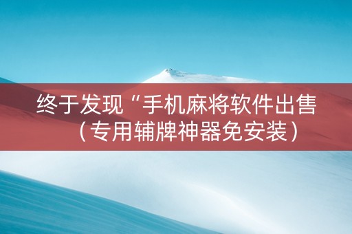 终于发现“手机麻将软件出售（专用辅牌神器免安装）