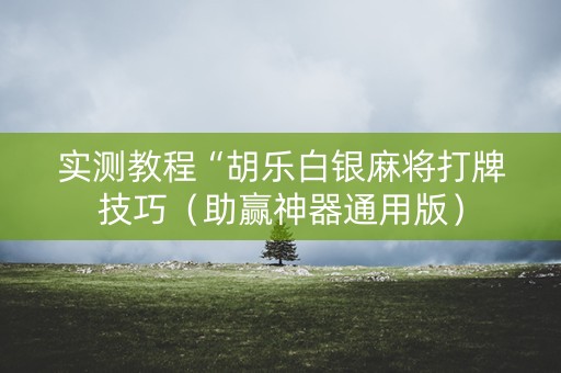 实测教程“胡乐白银麻将打牌技巧（助赢神器通用版）