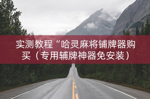 实测教程“哈灵麻将铺牌器购买（专用辅牌神器免安装）