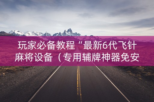 玩家必备教程“最新6代飞针麻将设备（专用辅牌神器免安装）
