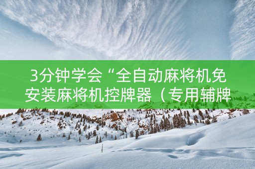 3分钟学会“全自动麻将机免安装麻将机控牌器（专用辅牌神器免安装）