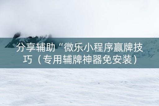 分享辅助“微乐小程序赢牌技巧（专用辅牌神器免安装）