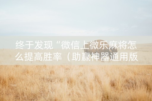 终于发现“微信上微乐麻将怎么提高胜率（助赢神器通用版）