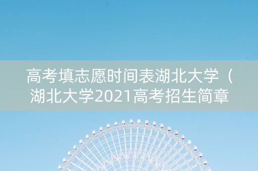 高考填志愿时间表湖北大学（湖北大学2021高考招生简章）