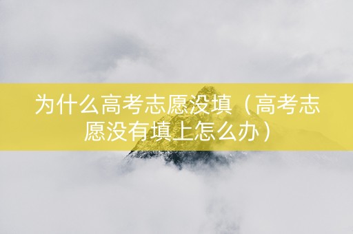 为什么高考志愿没填（高考志愿没有填上怎么办）