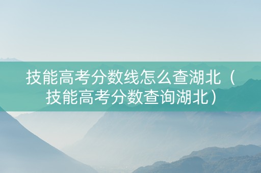 技能高考分数线怎么查湖北（技能高考分数查询湖北）