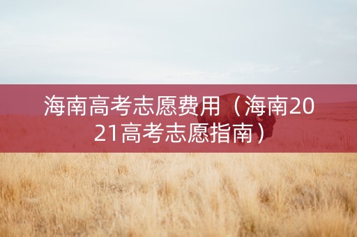 海南高考志愿费用（海南2021高考志愿指南）
