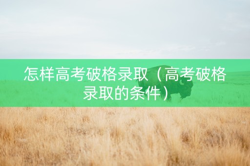 怎样高考破格录取（高考破格录取的条件）