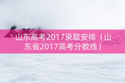 山东高考2017录取安排（山东省2017高考分数线）