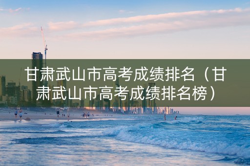 甘肃武山市高考成绩排名（甘肃武山市高考成绩排名榜）