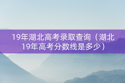 19年湖北高考录取查询（湖北19年高考分数线是多少）