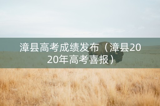 漳县高考成绩发布（漳县2020年高考喜报）