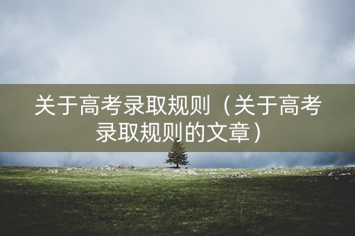 关于高考录取规则（关于高考录取规则的文章）