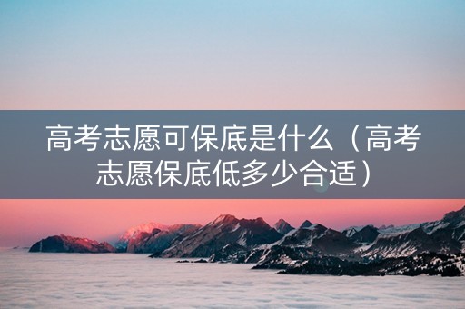 高考志愿可保底是什么（高考志愿保底低多少合适）