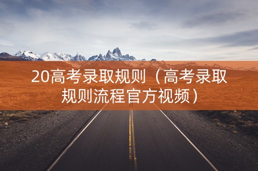20高考录取规则（高考录取规则流程官方视频）