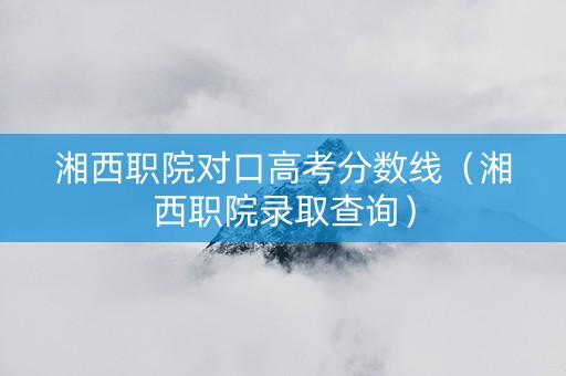 湘西职院对口高考分数线（湘西职院录取查询）