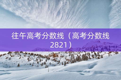 往午高考分数线（高考分数线2821）