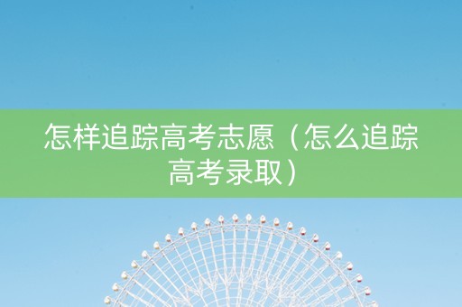 怎样追踪高考志愿（怎么追踪高考录取）