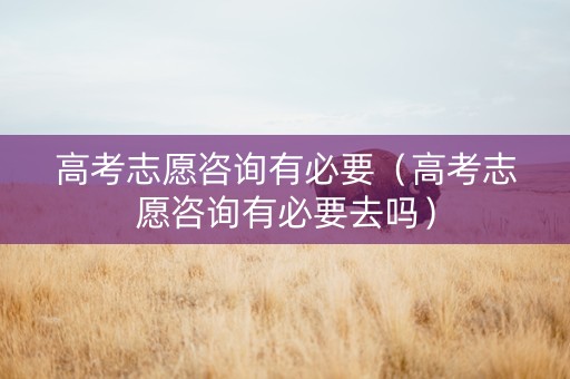 高考志愿咨询有必要（高考志愿咨询有必要去吗）