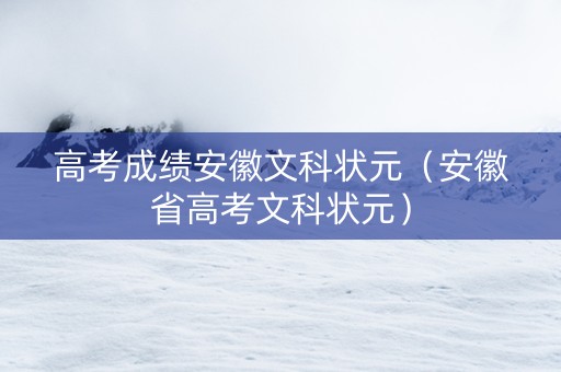 高考成绩安徽文科状元（安徽省高考文科状元）