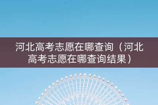 河北高考志愿在哪查询（河北高考志愿在哪查询结果）