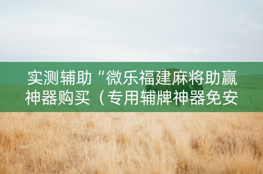 实测辅助“微乐福建麻将助赢神器购买（专用辅牌神器免安装）