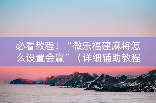 必看教程！“微乐福建麻将怎么设置会赢”（详细辅助教程）-哔哩哔哩