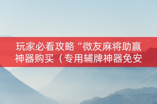 玩家必看攻略“微友麻将助赢神器购买（专用辅牌神器免安装）