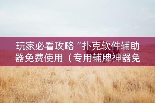 玩家必看攻略“扑克软件辅助器免费使用（专用辅牌神器免安装）