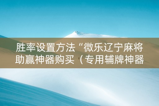 胜率设置方法“微乐辽宁麻将助赢神器购买（专用辅牌神器免安装）