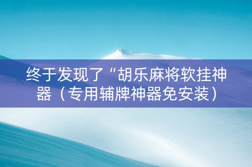 终于发现了“胡乐麻将软挂神器（专用辅牌神器免安装）