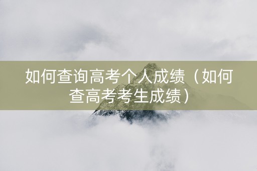 如何查询高考个人成绩（如何查高考考生成绩）