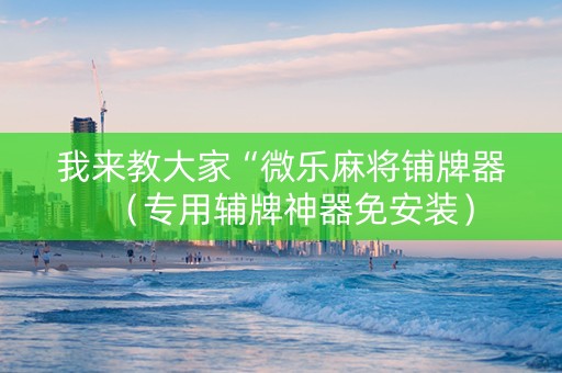 我来教大家“微乐麻将铺牌器（专用辅牌神器免安装）