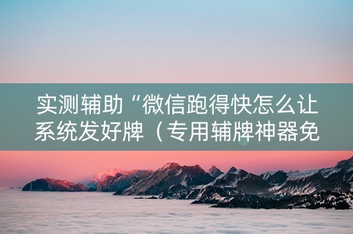 实测辅助“微信跑得快怎么让系统发好牌（专用辅牌神器免安装）