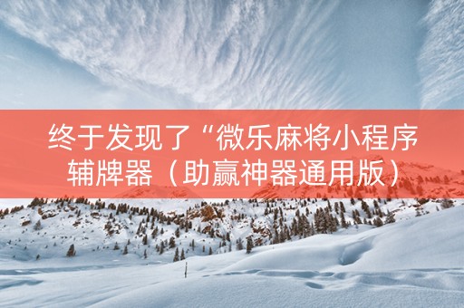终于发现了“微乐麻将小程序辅牌器（助赢神器通用版）